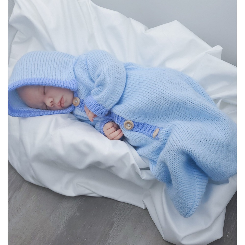 Baby Hooded Pajamas, Baby Boy Hooded Sleeper, Button up Baby Pajamas, Newborn - Picture 2 of 6